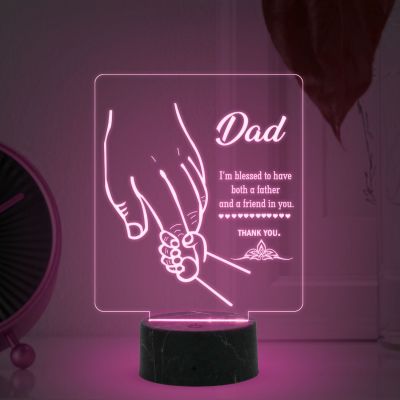 3D Illusion Dad Acrylic Led Night Lamp with Multicolored Color Fathers Day Gift Birthday Gift for Dad